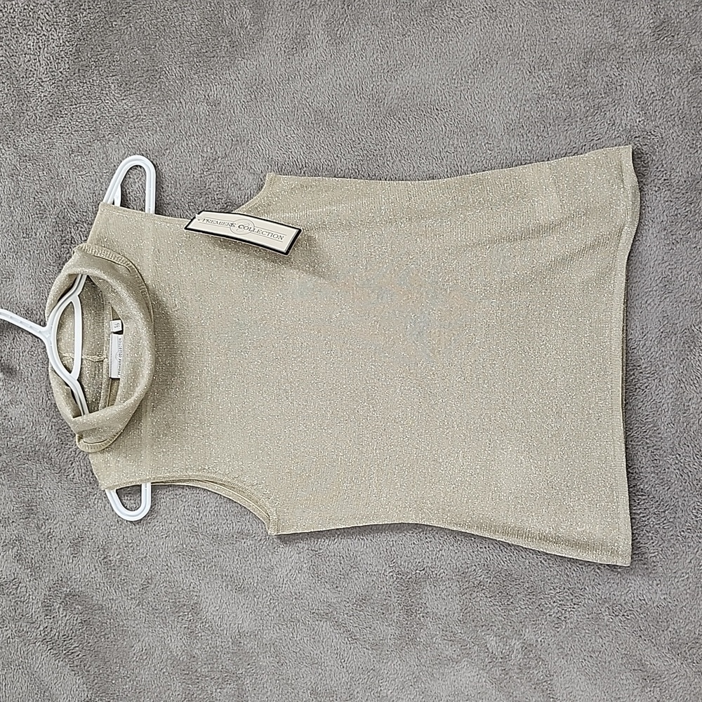 Premiere Collection Tank Top Women's Small Turtle Neck Tan with Gold Flex NWT